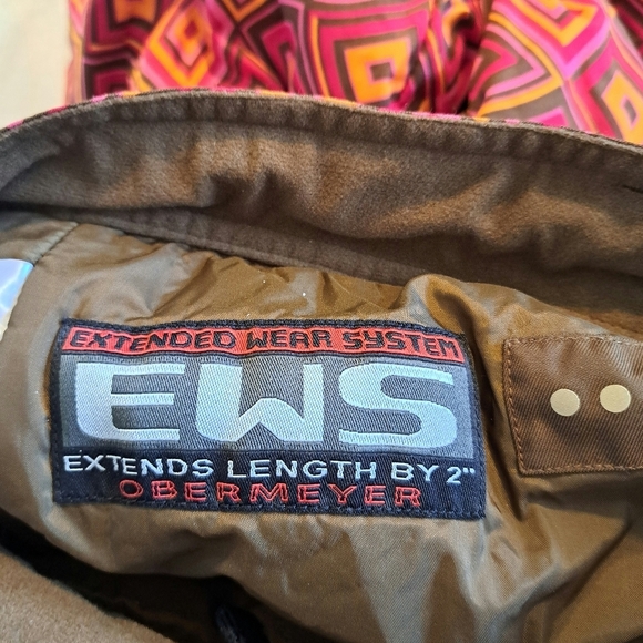 Obermeyer girls size 12 snow pants, diamond pattern orange, red & brown - Picture 9 of 11